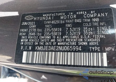 2022 Hyundai Tucson Limited z USA, uszkodzony, nr VIN KM8JE3AE2NU065994